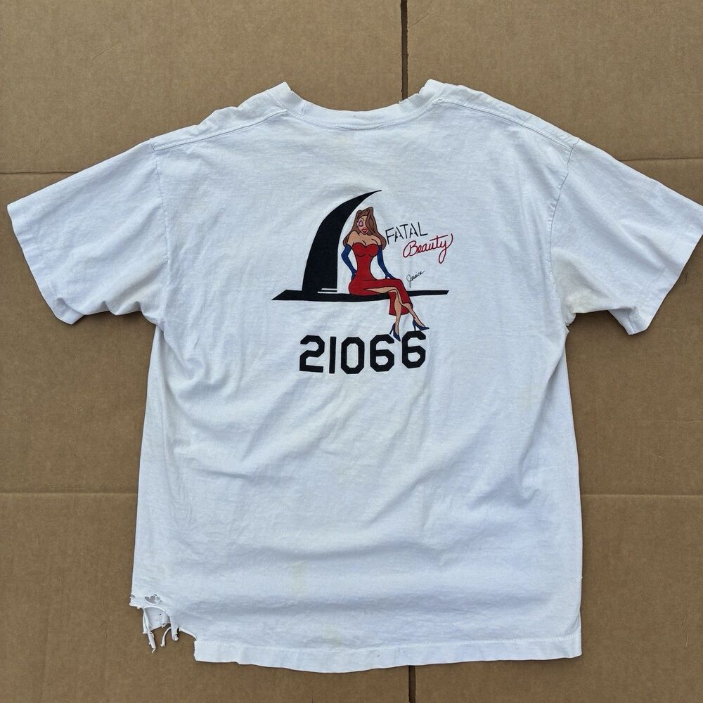 VTG 90s Anvil Men's Vintage Graphic Tee Northrop B-2 Fatal Beauty White XL